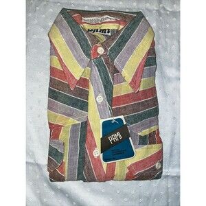 NWT NOS VTG PAMI 60s Mens India Woven Linen Cotton Shirt Med Hippie Retro Med
